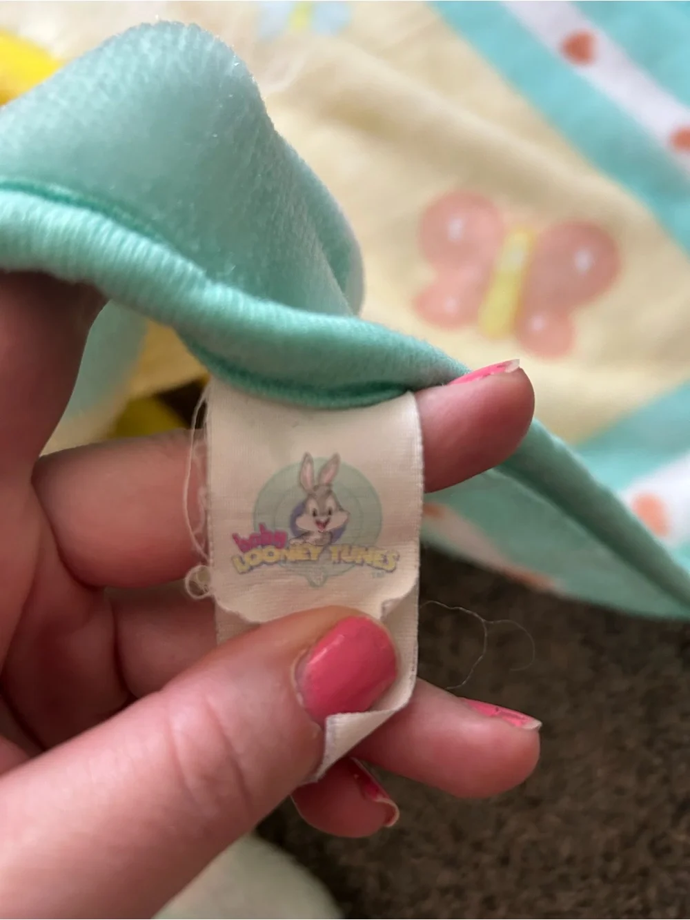 Vintage Tweety Baby Bird Looney Tunes Plush Pastel Crib Infant Blanket 2002